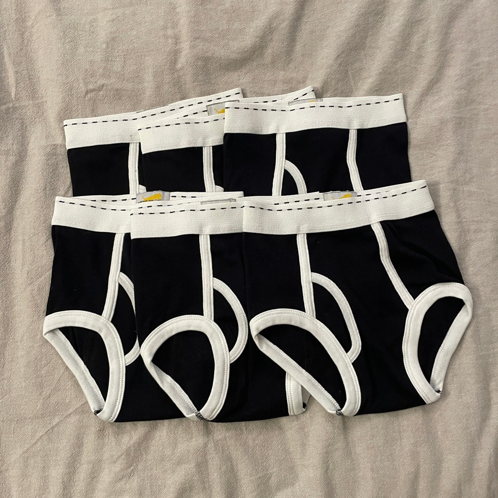 Tiger Underwear Kids Size 6-8 Black 6 Pack Briefs Cotton White Trim